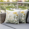 thumbnail image 4 of Spring Floral Pillow Covers 2 Pack Rustic White Yellow Blue Flowers Farmhouse Vintage Pillowcase Waterproof Outdoor Throw Pillow Cover for Patio Garden Square Cushion 26”x26”, 4 of 9