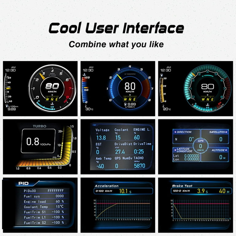 Geloo Digital OBD2 GPS Speedometer Universal Car HUD Head Up
