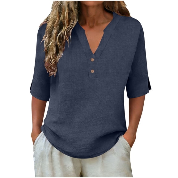 Womens Summer Shirts and Tops Womens Summer Tee Womens 3/4 Sleeve T Shirts Oversized Tops for Women Trendy Tie Dye Tshirt Cotton