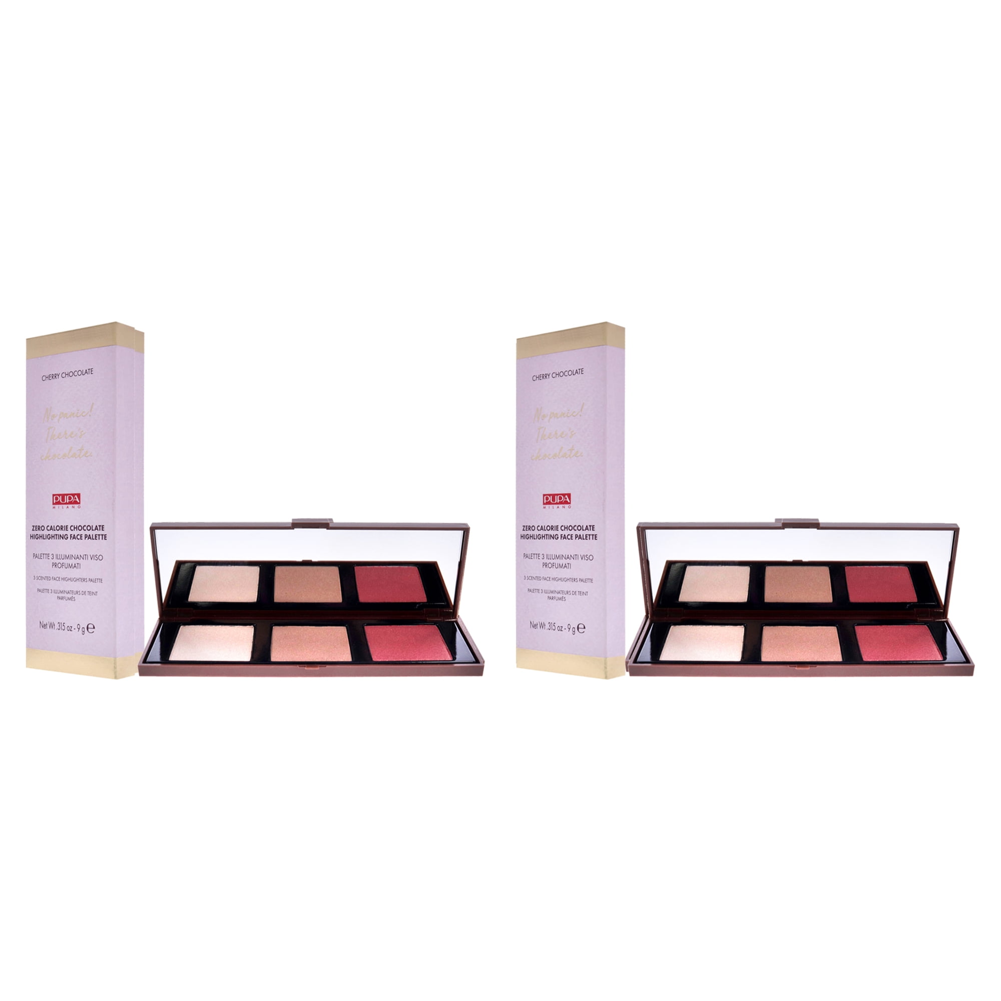 Pupa Milano Zero Calorie Chocolate Highlighter Palette - 001 Cherry Chocolate - Pack of 2 , 0.315 oz Highlighter