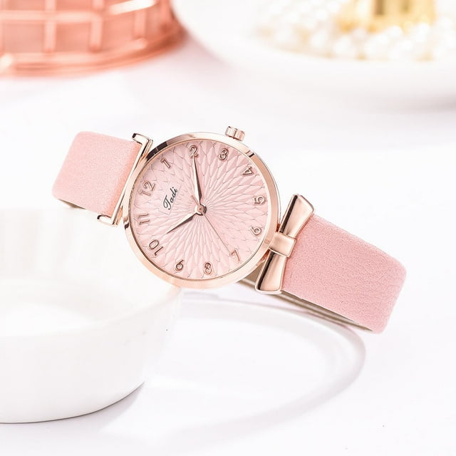 Reloj de cuarzo para mujer, relojes para mujer, conjunto de pulsera con flores, reloj de pulsera para mujer, reloj casual de cuero de cuarzo para mujer