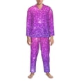 thumbnail image 3 of Honeii Pink Purple Glitter Pattern Mens Pajamas Set,2pcs Men's Lounge Long Sleeve Sleep Shirt and Pajama Bottoms Sleepwear Set,Mens Pjs Sets-XX-Large, 3 of 7