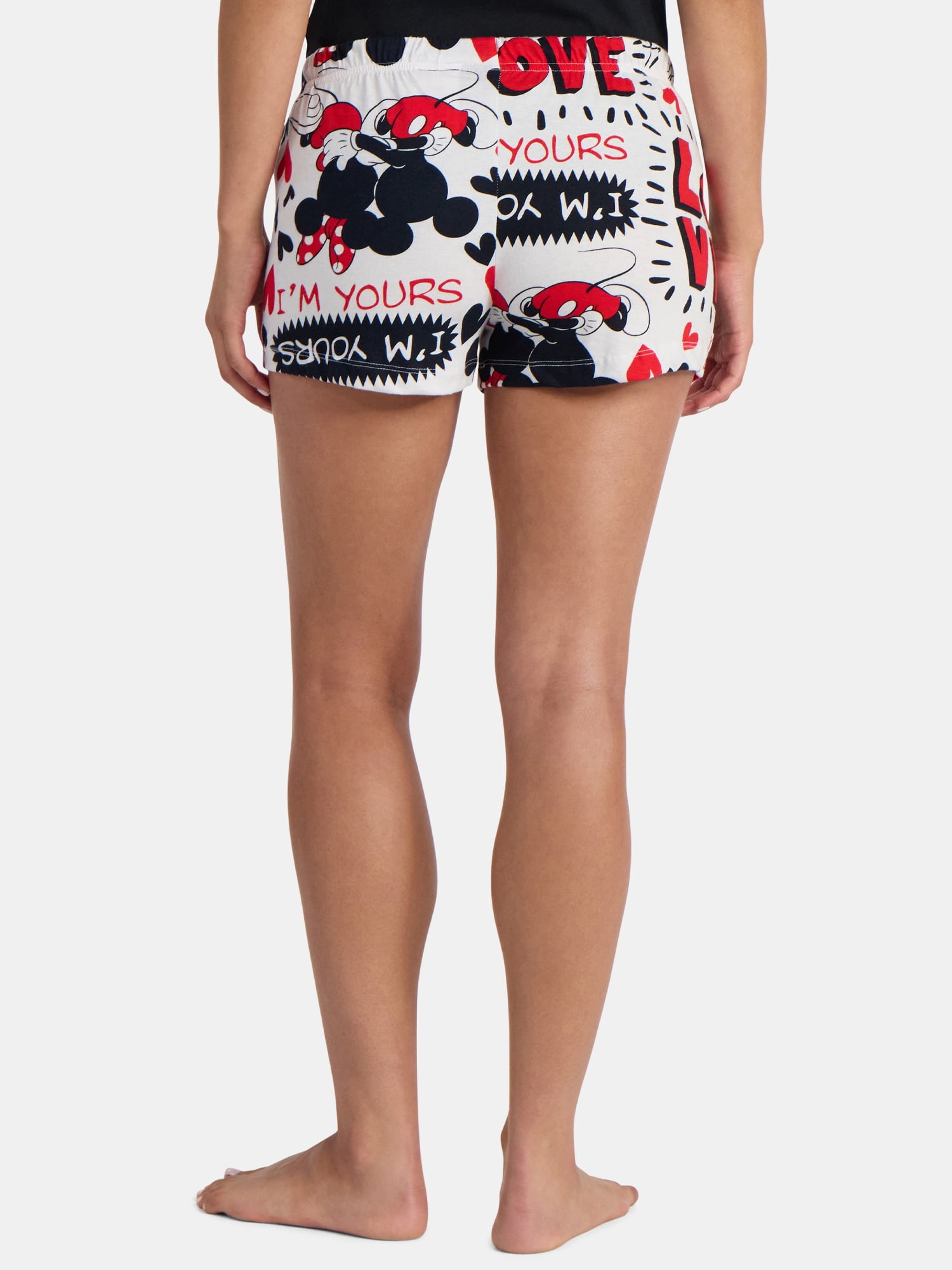 Disney Women's Mickey and Minnie Print Cotton Boxer Sleep Shorts, Sizes S-XXL