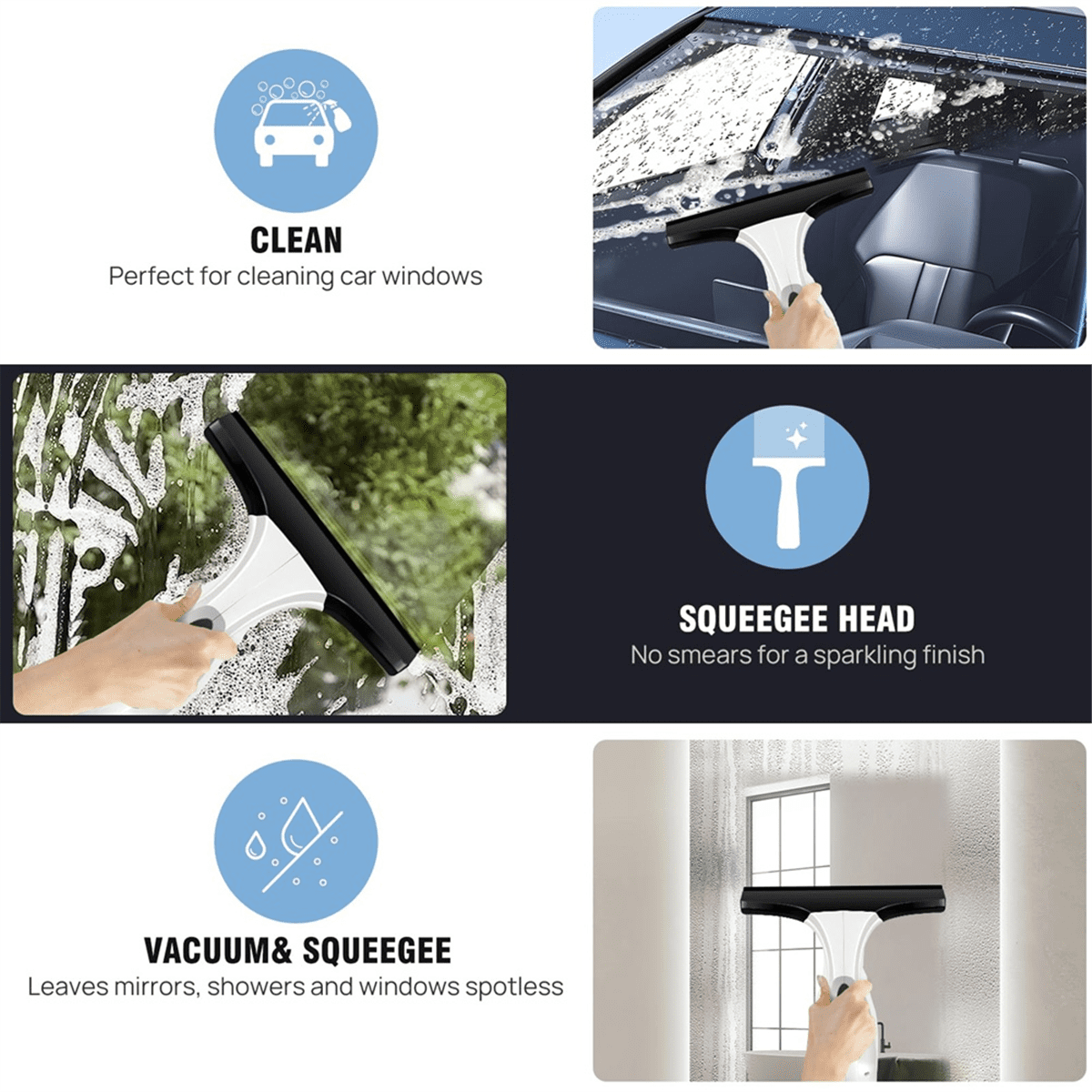 Cordless , Rechargeable Window Vacuum Cleaner with Squeegee , 150ml Water Tank, Light Weight US Plug
