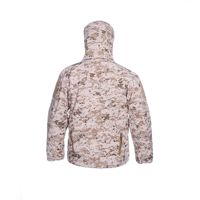 Clearance Clothes Under $5.00 ! BVnarty Jackets for Men Long Sleeve Hooded  Neck Camouflage Shacket Jacket Coat Fashion Casual Warm Fleece Waterproof  Outdoor Zipper Outwear Khaki XXL 