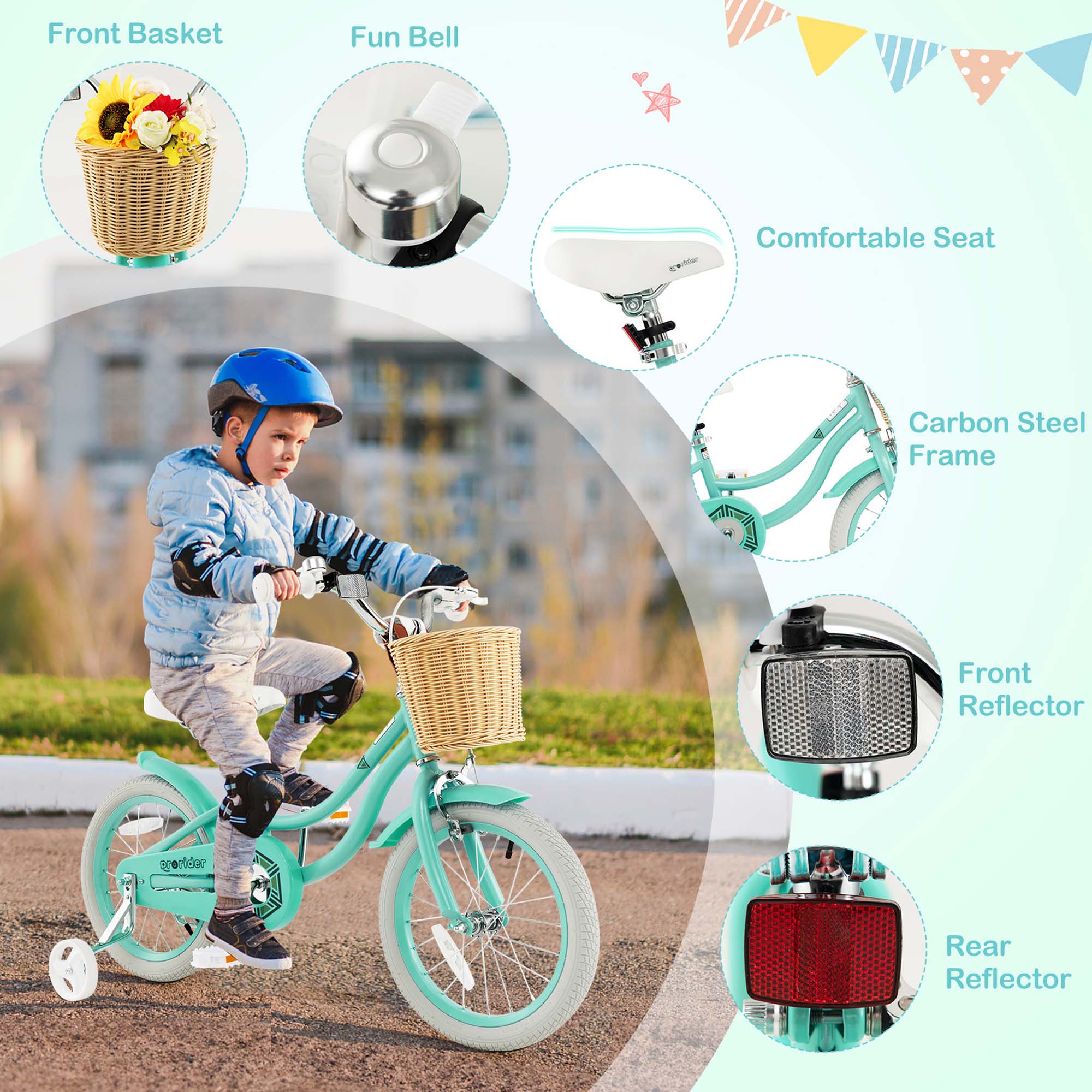 Costway 16-Inch Kids Bike with Training Wheels and Retro Basket photo 5