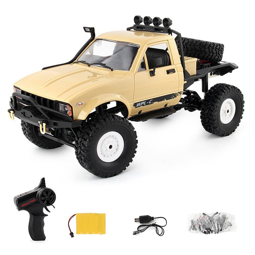 WPL 1/16 Remote Control Military Truck 4WD Off-road Climbing Car with LED Lights