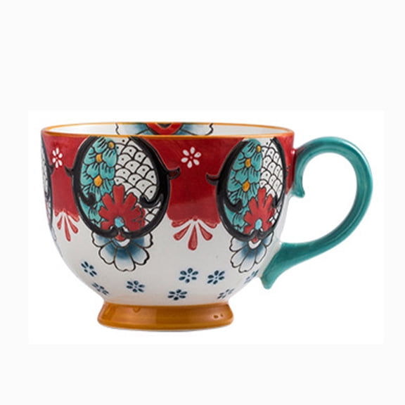 Qeeadeea Soup Cups With Handles, Ceramic Bouillon Cups, Microwave Soup Bowl, Soup Mug, Breakfast Bowl-red-15x11.5x9cm, 450ml