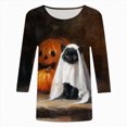 thumbnail image 4 of Godom Halloween Shirts for Women Funny Cute Graphic Tee 3/4 Length Sleeve Tunic Tops Halloween, 4 of 4