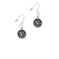 thumbnail image 2 of Silvertone Antiqued Round Seal - Initial - V - Heart French Earrings, 2 of 4