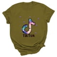 thumbnail image 3 of pitrice T-shirt pour Femme Imprimé, Haut Décontracté à Col Rond, Blouse à Manches Courtes, Vert Armée, TG, 3 of 4