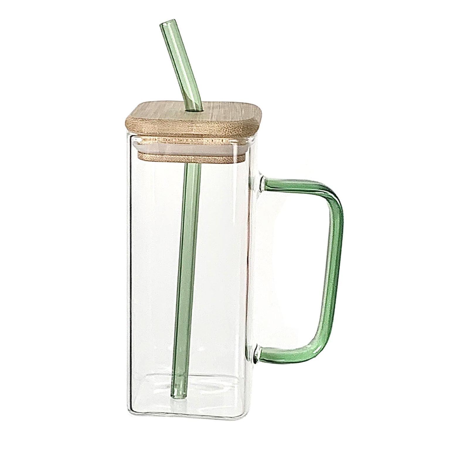 Drinking Glass Mugs with Bamboo Lids and Straws 470ml Drinking Jar Wide  Mouth Drinking Clear Glasses Coffee Cups 