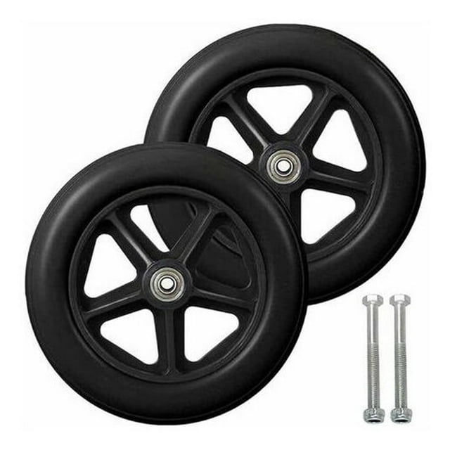 SNNROO Roue avant 8 Pouces 2 Pcs Roues de Remplacement pour Fauteuil Roulant Pneu Solide Antidérapant 190mm Gris en Noir Roues pour Fauteuils Roulants Marcheurs (Noir)