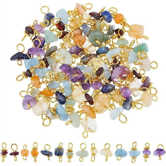 Gemstone Chip Quartz Charms Colorful Link Connector Charm for Necklace Keychain Jewelry Making diy