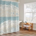 thumbnail image 4 of Ocean Beach Shower Curtain, Abstract Beige Beach Blue Sea Star Turtle Crab Coral Waterproof Shower Curtain Set with 12 Hooks Lightweight Bath Curtains Fabric Bathroom Decor 72x72 Inches, 4 of 9