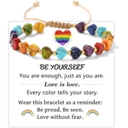 Rainbow Pride Bracelet for LGBTQ - Handcrafted Natural Stone Beaded Jewelry, Adjustable Pride Gift for Women Men Friends
