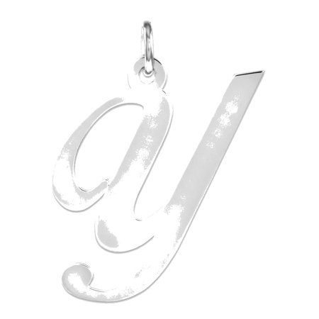 Sterling Silver Large Fancy Script Initial Y Charm