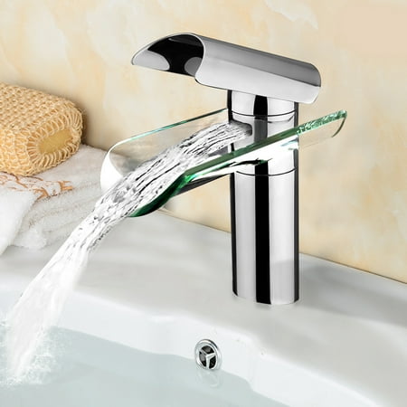 7'' sink faucet chrome glass vessel waterfall one hole/handle bathroom  mixer tap | walmart canada