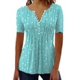thumbnail image 1 of B91xZ Womens Tunique Tops Col Rond Ample Manches Courtes T-Shirt Extensible Basique Tops, Vert L, 1 of 4