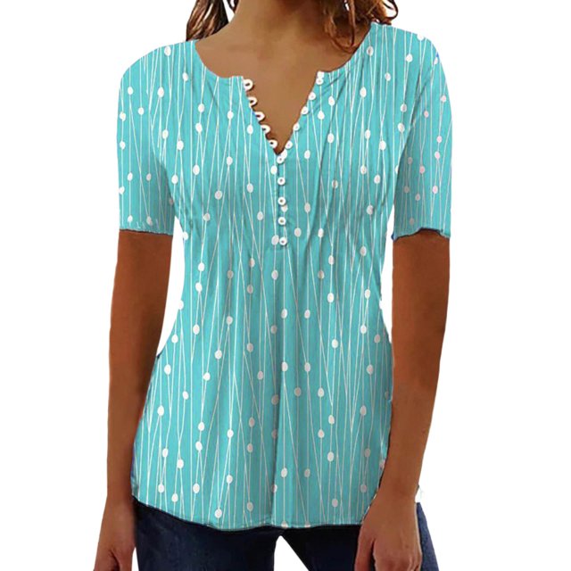 B91xZ Womens Tunique Tops Col Rond Ample Manches Courtes T-Shirt Extensible Basique Tops, Vert L
