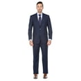 Big Men' s Navy Blue Peak Lapel Classic Fit Two Piece Suit
