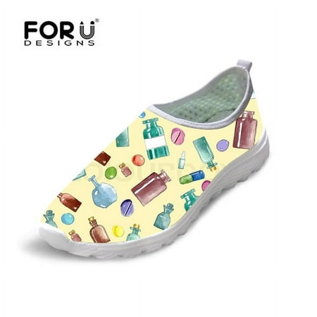 

FORUDESIGNS Cute Women Nurse Sneakers Spring Summer Flats Breathable Mesh Shoes for Woman Fashion Casual Beach Light Shoes