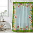 thumbnail image 6 of Easter Shower Curtain, Waterproof Shower Curtains for Bathroom, Spring Rabbit Ears Colorful Eggs Wooden Grian Washable Fabric Bathtub Curtain Set Bath Decor with 12 Hooks 72"x78", 6 of 6