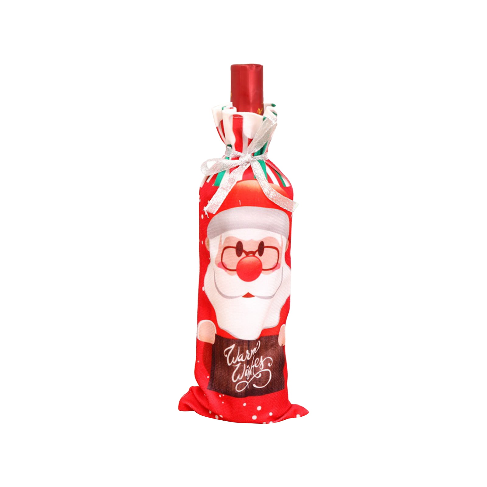 Christmas Wine Bottle Bags Gift Cover For Table Decor Santa Claus Snowman Elk 