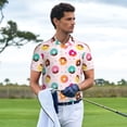 thumbnail image 3 of Honeii Donut print Polo Shirt, a classic short-sleeved, button-down golf shirt designed for men4X-Large, 3 of 6