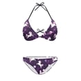 thumbnail image 2 of COEQINE Women's Allover Print Bikini Padded Top Halter String Adjustable High Leg Bottoms Bikini Set Triangle 2 Piece Cheeky Swimwear, Pink Unicorn Planet Starry Sky, S, 2 of 7