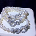 thumbnail image 3 of EOEMY Gorgeous 9-10mm South Sea Round White Pearl Bracelet 7.5-8", 3 of 4