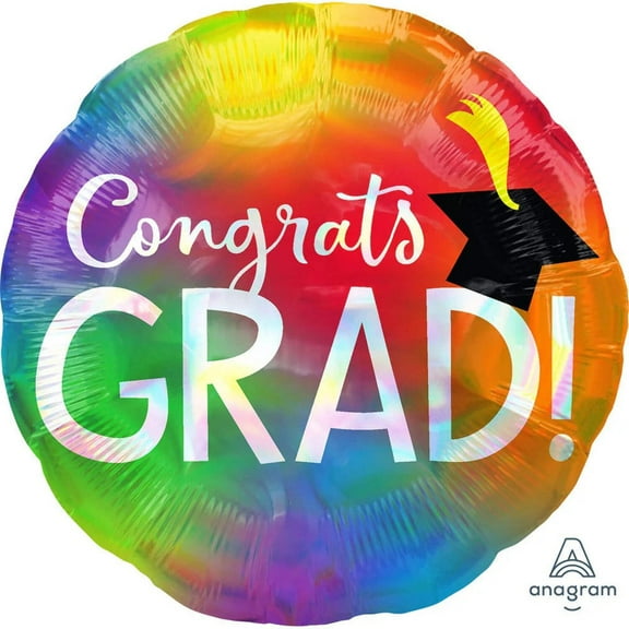 Congrats Grad Iridescent 18 Inch Foil Mylar Balloon [40938]