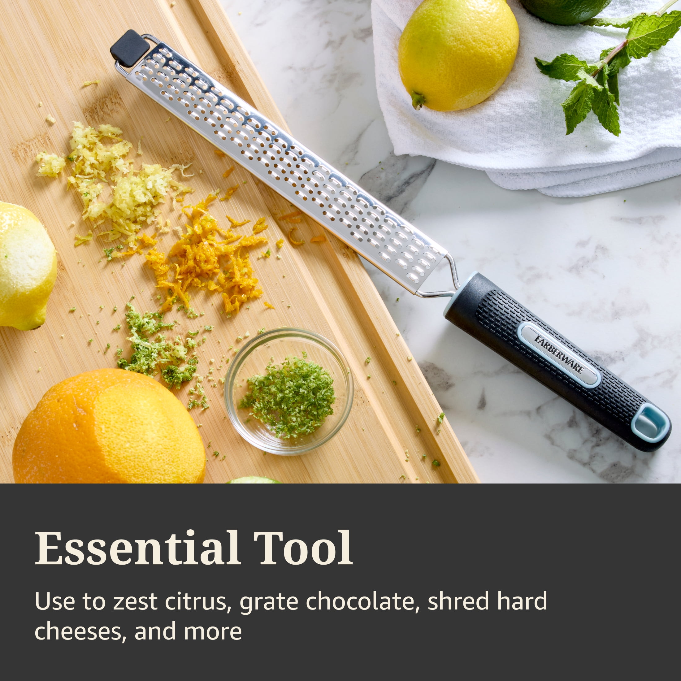 Farberware Soft Grips Stainless Steel Zester/Grater Black Handle
