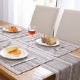 thumbnail image 3 of Table Runner and Placemats Set of 4, Yamaziot Washable Fabric Rectangle Dining Table Mats with Tassels, 13"x72" Table Flag & 13"x18" Place Mats, Brown, 3 of 8
