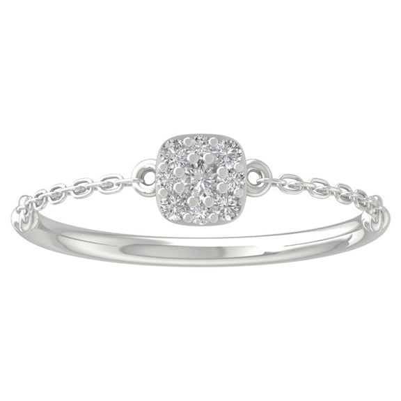 ARAIYA 10K White Gold Round Cluster Diamond Engagement Ring (1/10 cttw, I-J Color, I2-I3 Clarity), Size 10