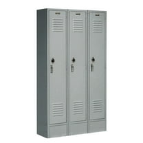 Global Industrial 652161GY 12 x 12 x 60 in. Single Tier Paramount Locker with 3 Door Assembled, Gray