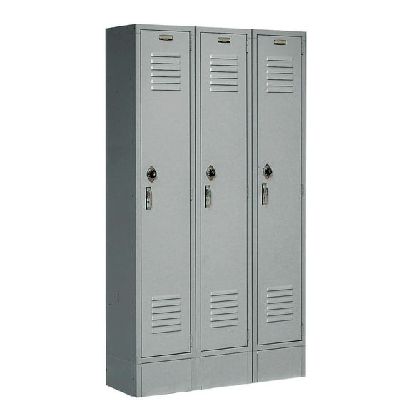1-Tier 3 Door Locker, 12"Wx15"Dx60"H, Gray, Assembled