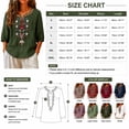 thumbnail image 3 of PBFRDSJ Cotton Linen Tops for Women Lightweight Retro Embroidered 3/4 Sleeve Bohemian Peasant Shirts Plus Size V Neck Casual Summer Beach Boho Tops, 3 of 9
