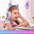 thumbnail image 5 of HQinX Kids Headphones, Wireless Bluetooth Cat Ear Headset, LED Light Up Foldable Over Ear, Stereo Sound with Mic & TF Card (Purple), 5 of 12