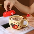 thumbnail image 2 of Christmas Apple Cartoon Ceramic Mug - Holiday Themed Hot Drink Cup with Lid & Spoon, Ideal for Cocoa/Coffee, Festive Party Gift,Red2, 2 of 7