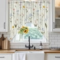 thumbnail image 6 of Spring Floral Swag Valances for Windows, Kitchen Window Curtains Over Sink, Summer Botanical Sage Green Striped Window Treatment Curtains for Living Room/Bedroom Curtains 2 Panel Sets 36"x45", 6 of 8