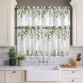 thumbnail image 4 of 3 Piece Kitchen Curtains and Valances Set Sage Green Eucalyptus Leaves Cafe Curtains 36 Inch Length Spring Botanical Floral Valance & Tier Curtain for Living Room Bedroom Window 54"x18"+27"x36"*2, 4 of 6