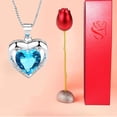 thumbnail image 3 of Colgante de diamante de cristal azul violeta en forma de corazón, elegante collar con cabeza de rosa, caja de joyería, regalo de San Valentín, 3 of 6
