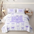 thumbnail image 2 of Manfei Coquette Purple Bowknot Twin Quilt Set For Girls,Purple 3D Letter M Monogrammed Twin Coverlet Set,2 Pieces, 2 of 7