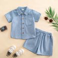 thumbnail image 5 of XAOFW Baby Boy Outfits Short Sleeve Button Down Shirts Shorts Toddler Kids Back To School Gentleman Sets 12-18 Months, 5 of 6