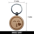 thumbnail image 2 of Kiss Face Heart Love Emoticon Round Keychain Charm Tag - Engraved Wood, 2 of 6