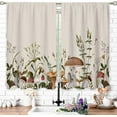 thumbnail image 2 of Vintage Mushroom Small Kitchen Curtains Leaves Botanical Window Treatment Rustic Mushroom Cafe Short Window Curtains for Bathroom Dining Laundry Room Beige Tier Treatment Drapes 27.5x39 inch, 2 of 6