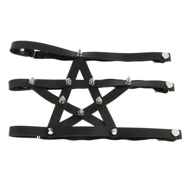Liguero de cuero con góticas ajustable pierna muslo anillo correa banda Cosplay Negro jinwen Cinturón de liga elástico