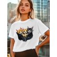 thumbnail image 6 of Women's T-Shirt Zipper Cat Cute Pet Focus Short Sleeve Casual Tee Classic Crew Neck T Shirt for Women White, 2XL, 6 of 7