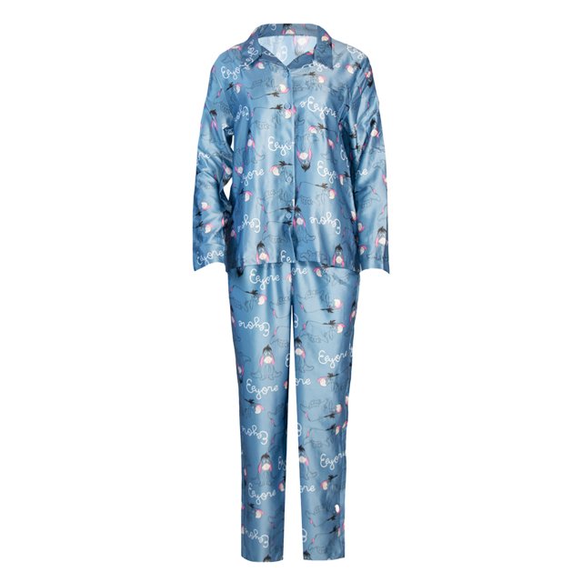 Winnie the Pooh Womens Eeyore Satin Straight Leg Long Pyjama Set